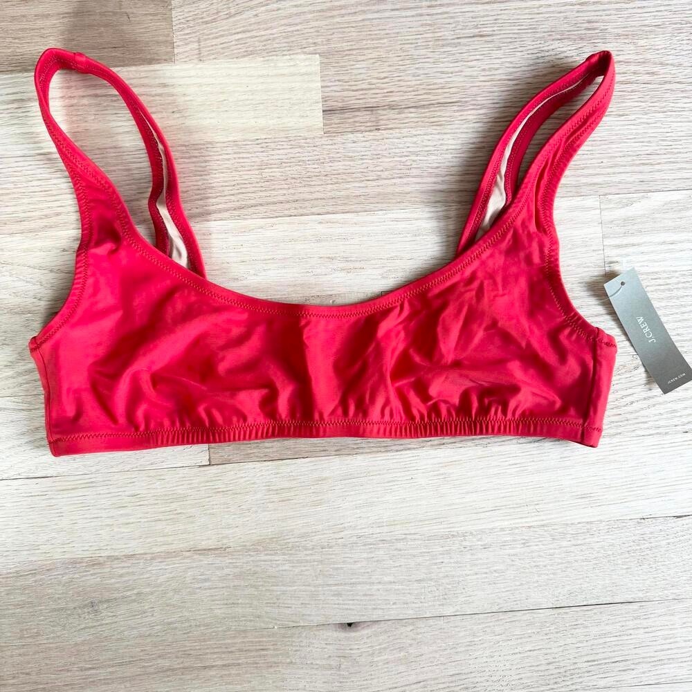 J. Crew Bikini Top Red Size L Scoop Neck Swimwear Bra Style RD5812